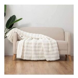 Berkshire Collection Soft Reversible Faux Fur Throw Blanket White 60" x 70" NWT